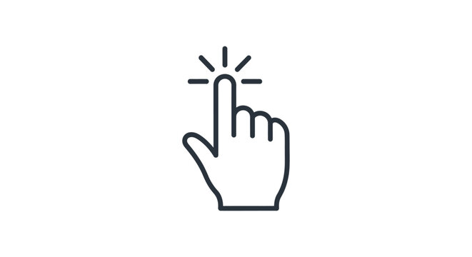 a click icon hand cursor showing a tap finger point gesture for user interface interaction and selection.