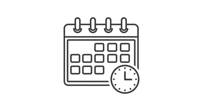 calendar and clock icon symbolizing effective time management business scheduling and important date planning for appointments and events
