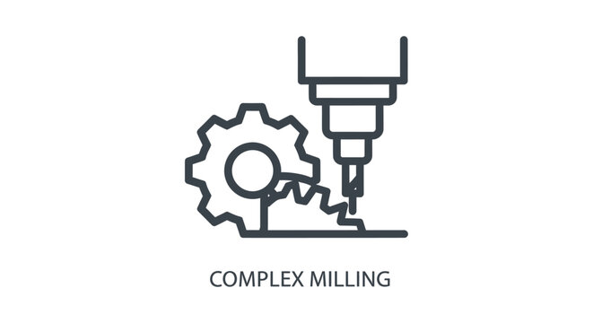 complex milling machine icon depicting gear manufacturing and precision engineering for industrial design and automation