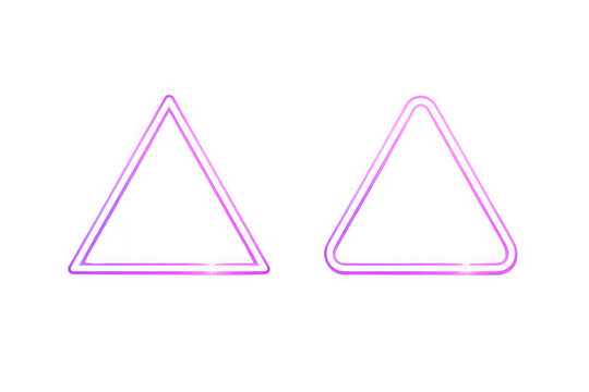 Two empty triangular frames with rounded corners isolated on transparent background