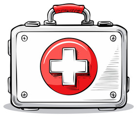 Fototapeta premium Medical First Aid Kit Box With Red Cross Emblem for Emergency Health Supplies