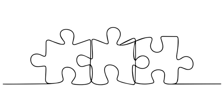 puzzle game jigsaw continuous one line drawing, Puzzle vector illustration of continuous one line art design, Continuous one line drawing of puzzle, Puzzle vector illustration of continuous one line 