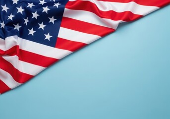 Obraz premium Flag of the united states on blue background with copy space