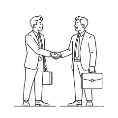 Fototapeta premium Businessmen shaking hands with briefcases suits handshake agreement partnership