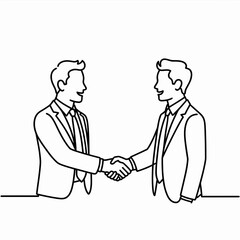 Fototapeta premium Businessmen shaking hands line art handshake illustration vector agreement partnership