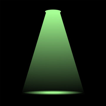 Green Spotlight Cone Light Effect on Dark Background Stage Illumination