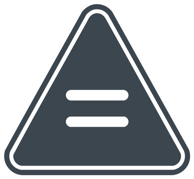 Equilateral triangle icon with two equal horizontal lines. Symbol for equality or match.