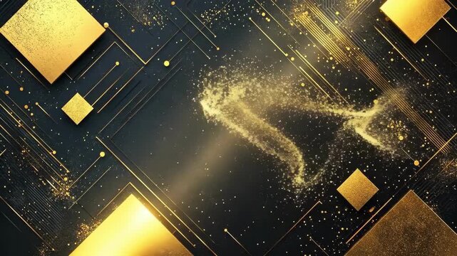 Abstract geometric art with gold accents on black background