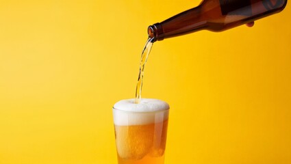 A refreshing beer being poured into a glass, creating a delightful and inviting scene.