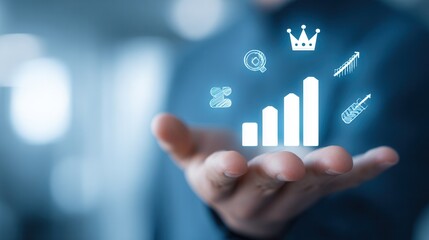 Fototapeta premium Analyzing business growth strategies through market research for competitive advantage in a dynamic environment