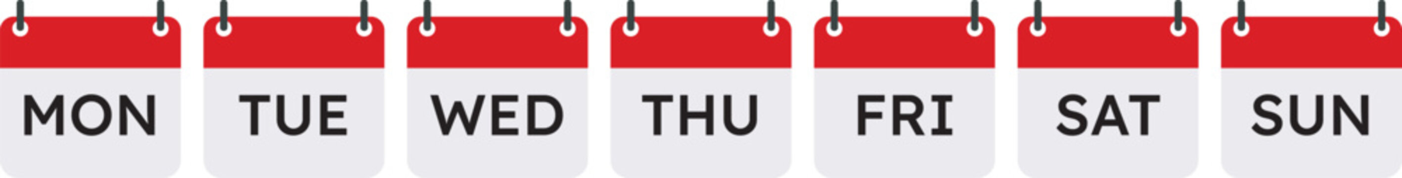 Weekly Calendar Icons Set from Monday to Sunday