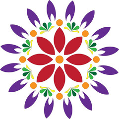 Fototapeta premium An abstract floral vector illustration featuring a nature-inspired design with colorful flower petals and leaf ornaments for a decorative spring pattern