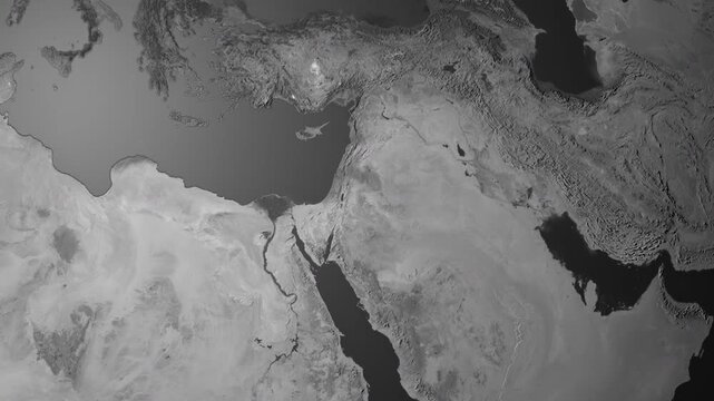 Zoom from Earth to Jordan. Documentary world map animation 4k