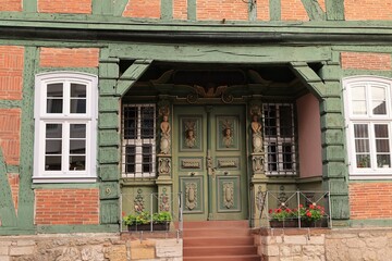 Fototapeta premium Blick in die Historische Altstadt der Hansestadt Korbach in Hessen 