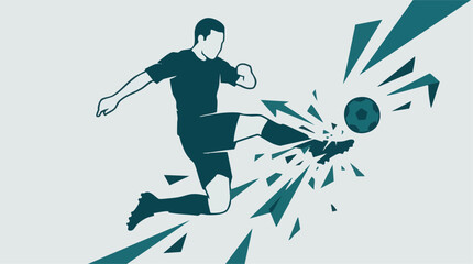 Dynamic illustration of a soccer player striking a football with force © AS_StockNation
