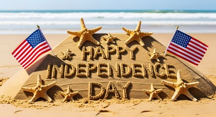 Naklejka premium Celebrating independence day with star wars themed american flags on sandy terrain