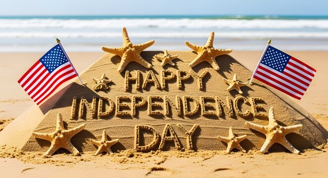Celebrating independence day with star wars themed american flags on sandy terrain