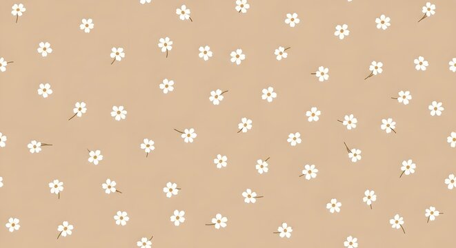 Seamless vector pattern with cute delicate spring flowers on pastel background