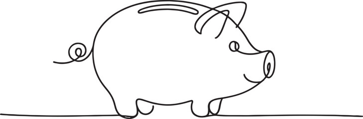 Fototapeta premium One Continuous Line Drawing of Piggy Bank Savings for Business Finance and Investment Concept Design Art