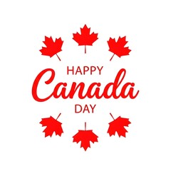 Fototapeta premium Celebrating canada day with red maple leaf graphics and festive text