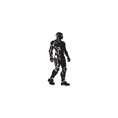 Fototapeta premium Cybernetic human silhouette vector white background.