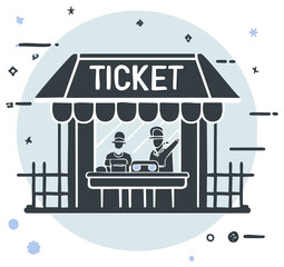 Naklejka premium Ticket booth with attendant selling tickets at an outdoor event