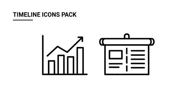 Business growth chart and presentation board icons