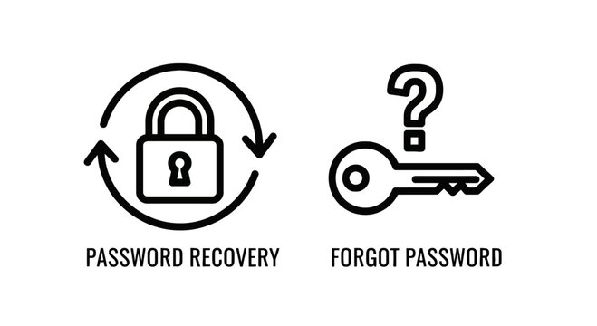 Password recovery and forgot password icons with question mark with white background with data protection with problem solving with user interface