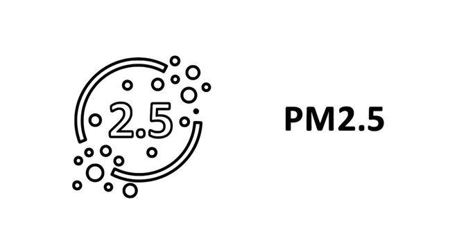 Pm2.5 air quality index icon with particles with fine dust with particulate matter with bad air with data visualization with small particles with health risk