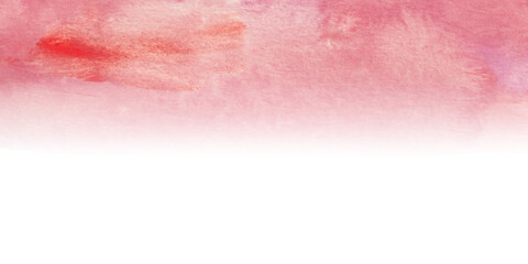 Fototapeta premium Soft Coral Pink Watercolor Wash with Top Fade – Horizontal Banner Background with Organic Texture and Gentle Gradient