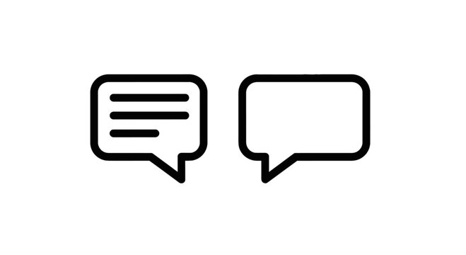 Speech bubbles with text lines and empty outline icon set for communication with speech bubble with line art with user interface with black and white