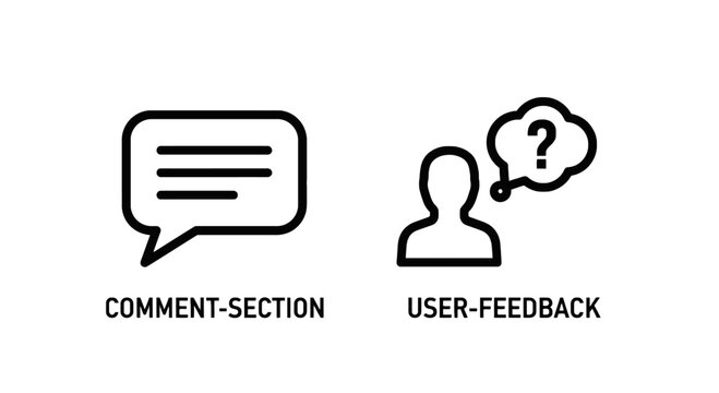 User feedback and comment section icons for online interaction and communication with social media with speech bubble with customer service with question mar