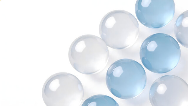 Glass spheres on white background