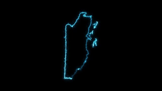 Belize map neon light animation with glowing outline futuristic digital geography style background for creative use