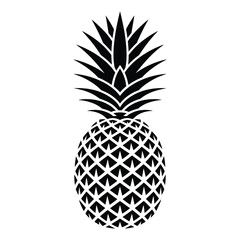Obraz premium A detailed black and white illustration of a pineapple showcasing its textured surface and crown silhouette