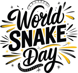 Obraz premium World Snake Day hand drawn typography lettering vector illustration