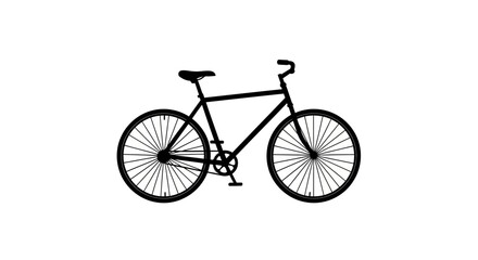 Fototapeta premium Black bicycle silhouette with two wheels and handlebars on white background simple bike icon