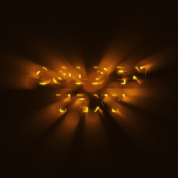 Golden Text Square Title with Volumetric Light for Premium Social Media Feed