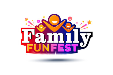 Day of Family fun, fest, adventure promotional 3d logo concept. Happy funny Family cartoon and colorful vector design. © New creative ideas