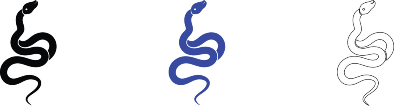 Snake Illustrations Set - Minimalist Line Art Designs for Reptile Related Projects