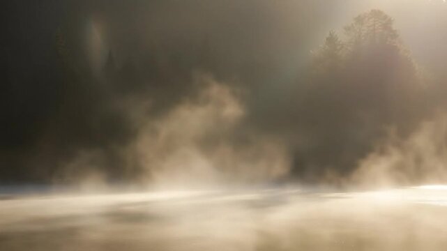 Dramatic stormy weather with fog.