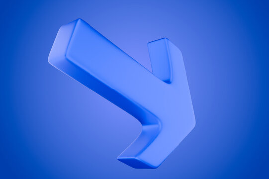 Dark blue arrow pointing down and to the right