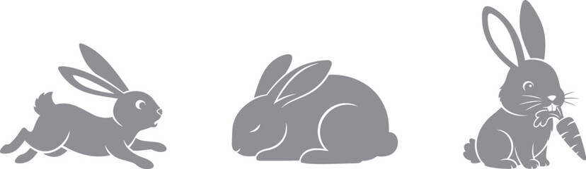Obraz premium Set of three cute rabbits in different poses