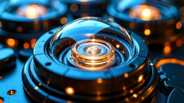 Close up of futuristic camera lens