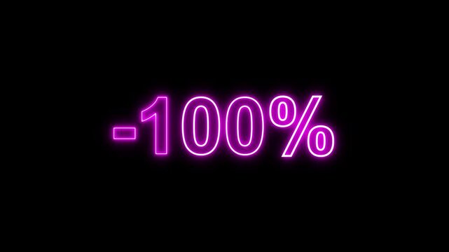 -100% Neon Sign Flickering Animation in Red Color &ndash; Glowing Sale Promo and Advertising Concept