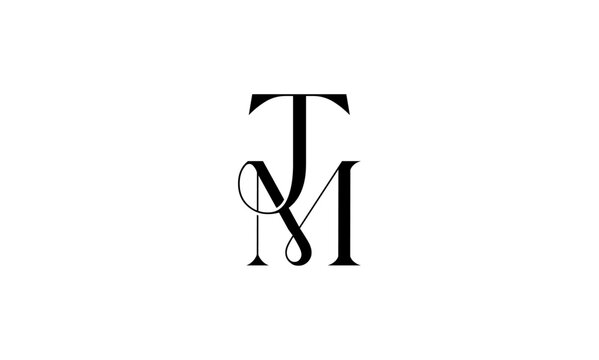 Elegant Luxury Interlocking TM or MT Monogram Logo Design with Classic Serif Letters