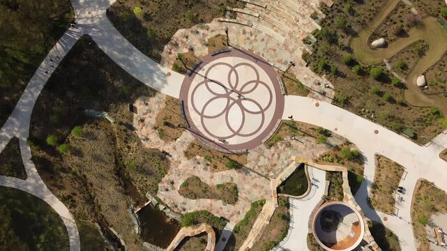 Aerial view of the Gipson Play Plaza adventure playground near downtown Raleigh