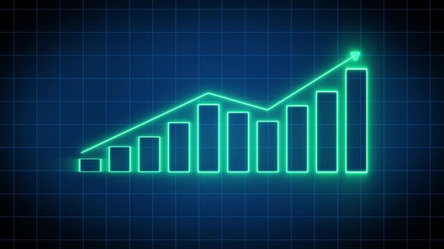 Financial business growth graph with grid for portrait video. Stock market financial chart animated price data for vertical video