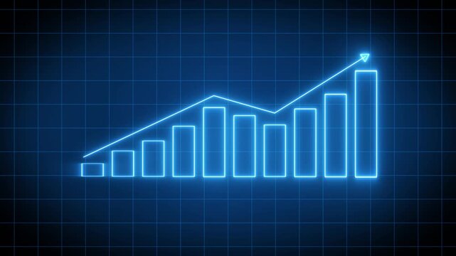 Financial business growth graph with grid for portrait video. Stock market financial chart animated price data for vertical video
