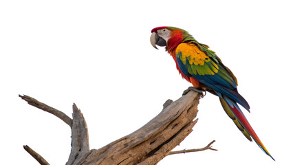 Obraz premium a parrot sitting on the wood isolated on transparent background